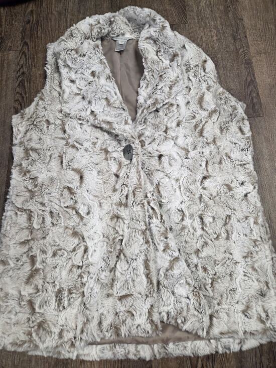 Multiples Jackets & Blazers - Multiples Plush Super Soft Teddy Beige Tan Cream Women's Vest Medium